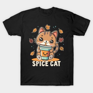 Pumpkin Spice Latte Cute Spice Cat Fall T-Shirt